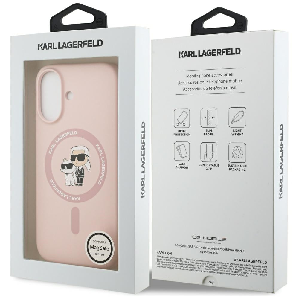 Karl Lagerfeld Silicone Karl & Choupette Ring MagSafe Case til iPhone 17 - Pink