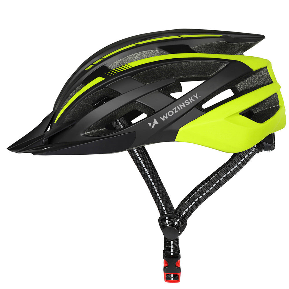 Wozinsky MTB Bike Helmet with Removable Visor and Rear USB Light L - Black and Yellow