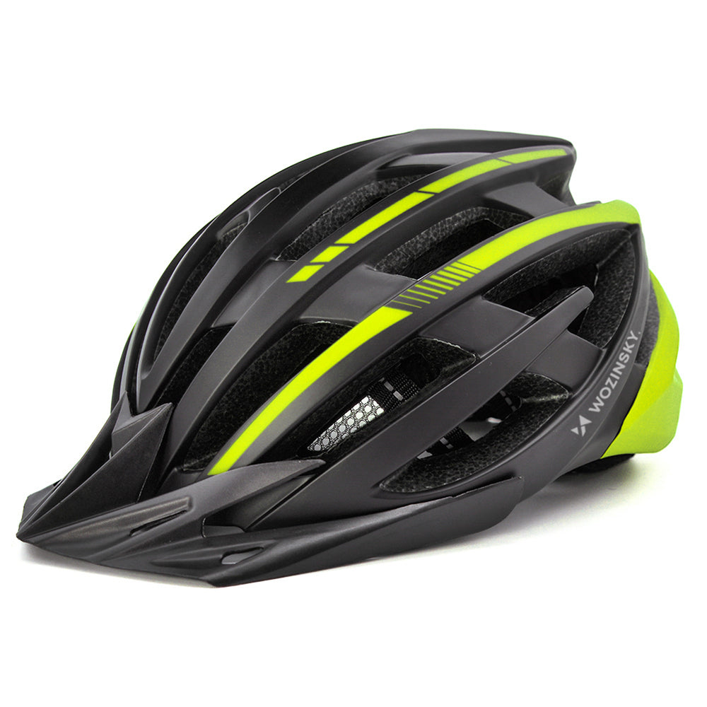 Wozinsky MTB Bike Helmet with Removable Visor and Rear USB Light L - Black and Yellow