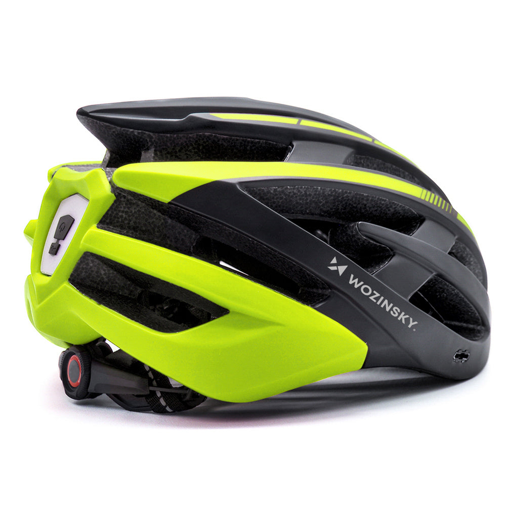 Wozinsky MTB Bike Helmet with Removable Visor and Rear USB Light L - Black and Yellow