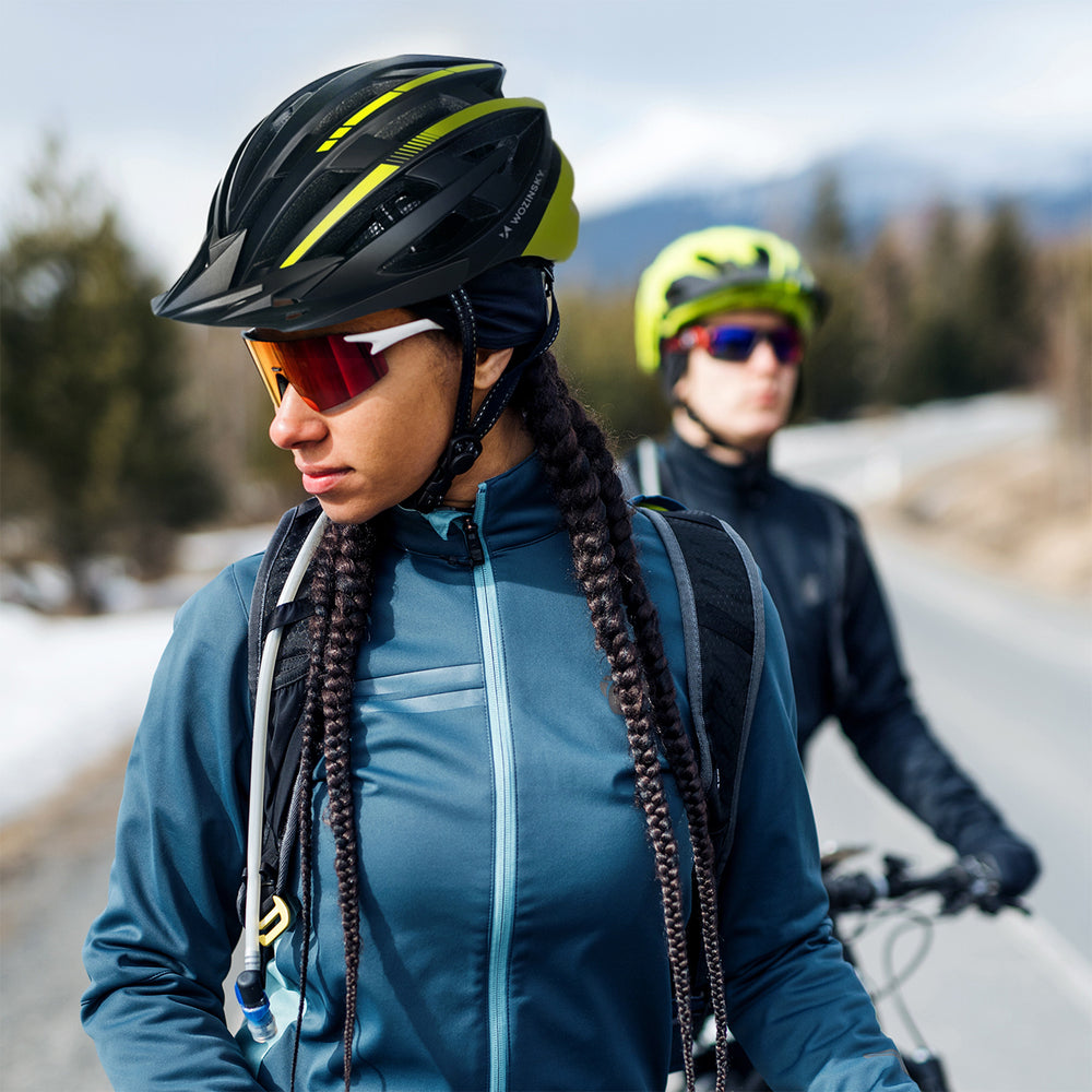Wozinsky MTB Bike Helmet with Removable Visor and Rear USB Light L - Black and Yellow