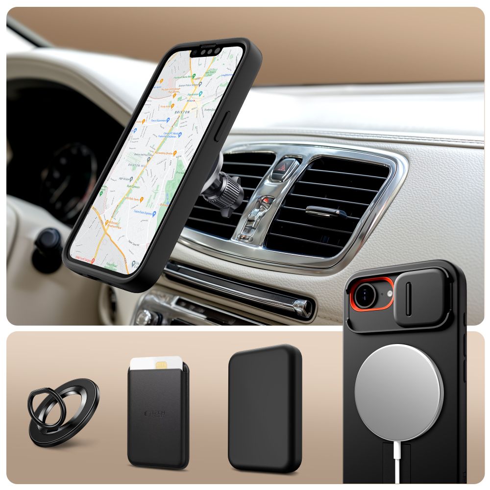 Tech-Protect Kevlar Aura MagSafe Case til iPhone 16e - sort