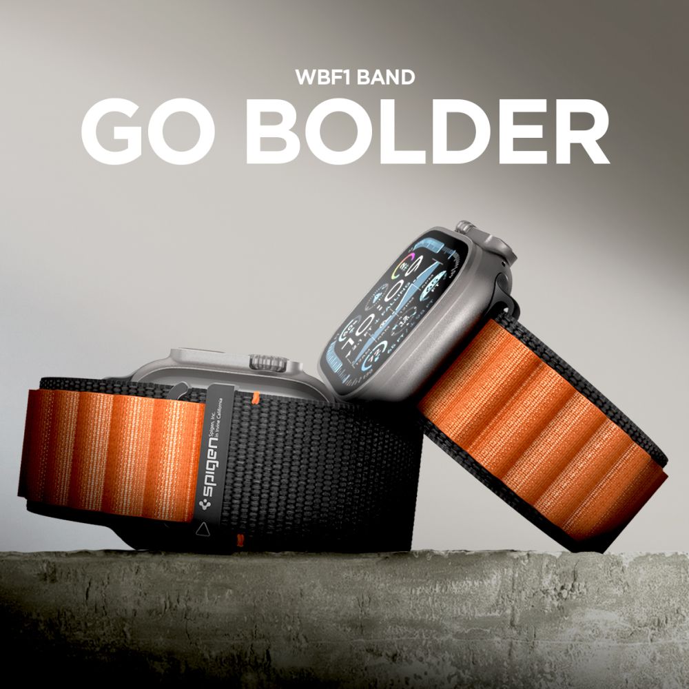 Spigen WBF1 Strap for Apple Watch 44 / 45 / 46 / 49 mm - Black and Orange