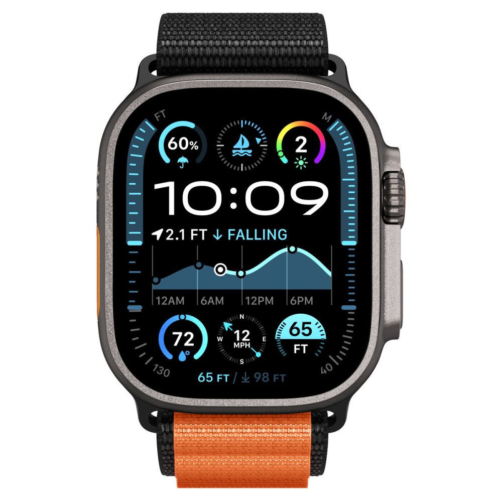 Spigen WBF1 Strap for Apple Watch 44 / 45 / 46 / 49 mm - Black and Orange