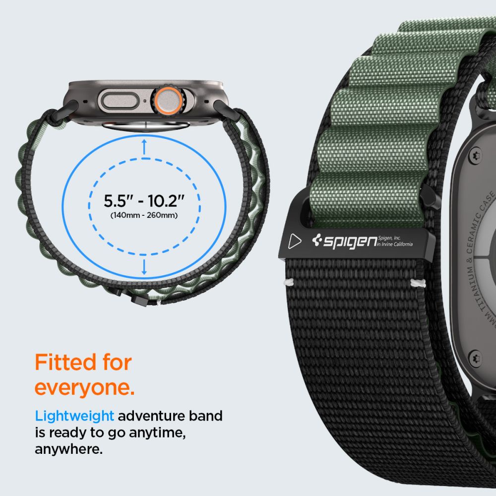 Strap Spigen WBF1 Strap for Apple Watch 44 / 45 / 46 / 49 mm - Black and Green