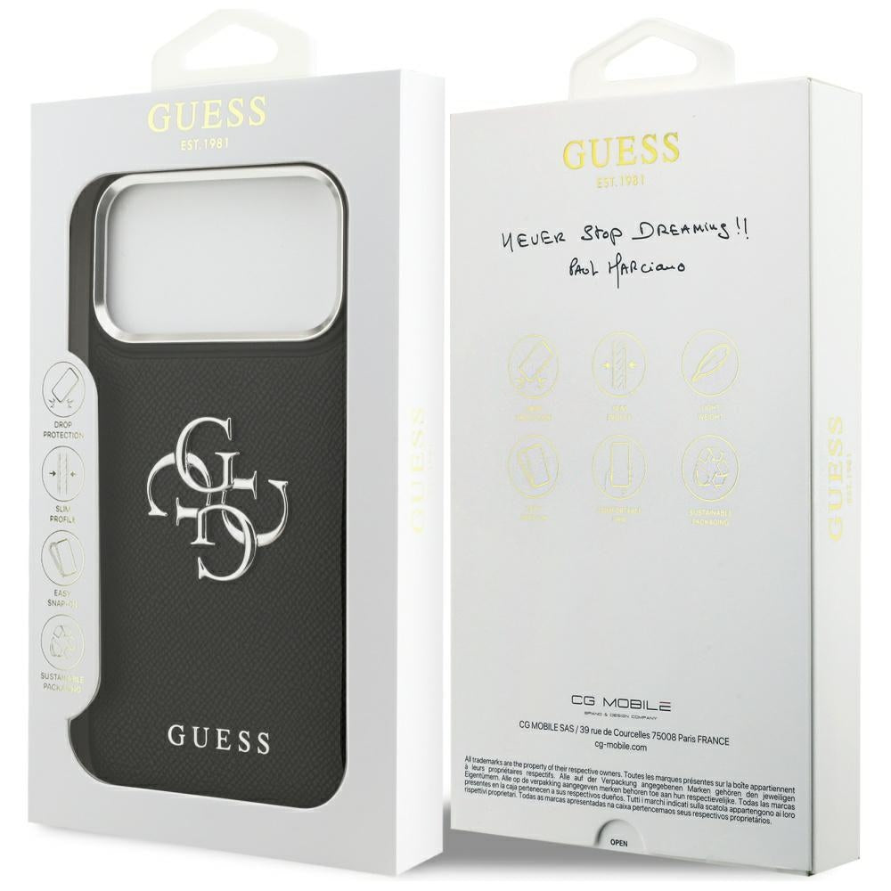 Guess Grained Big 4G Classic Logo case for iPhone 17 Pro Max - black