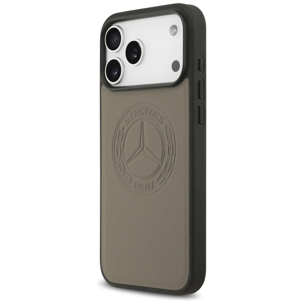 Mercedes Leather Vintage Logo MagSafe Case for iPhone 17 Pro Max - Beige
