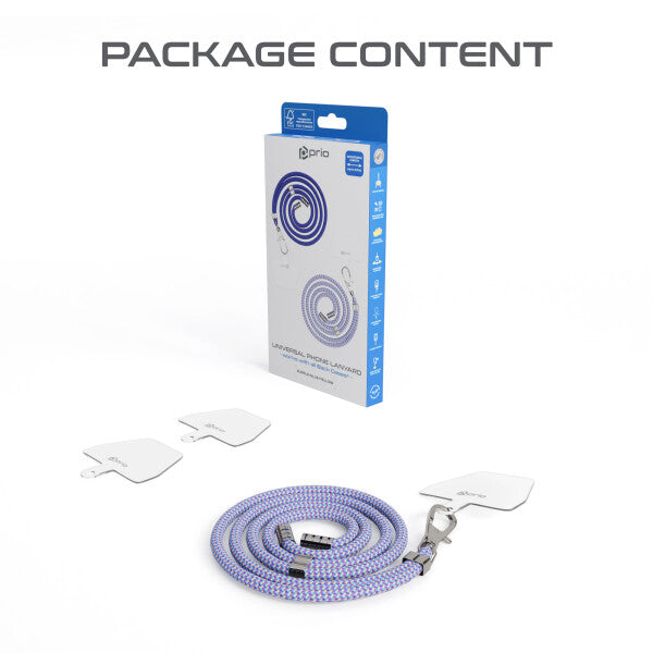 prio Universal Telefonsnor 0,7m lilla+blå+gul