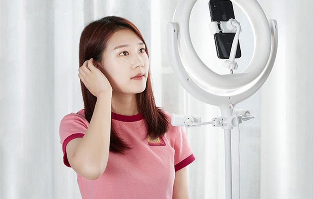 Selfie Holder med Ring LED-lys (hvid)