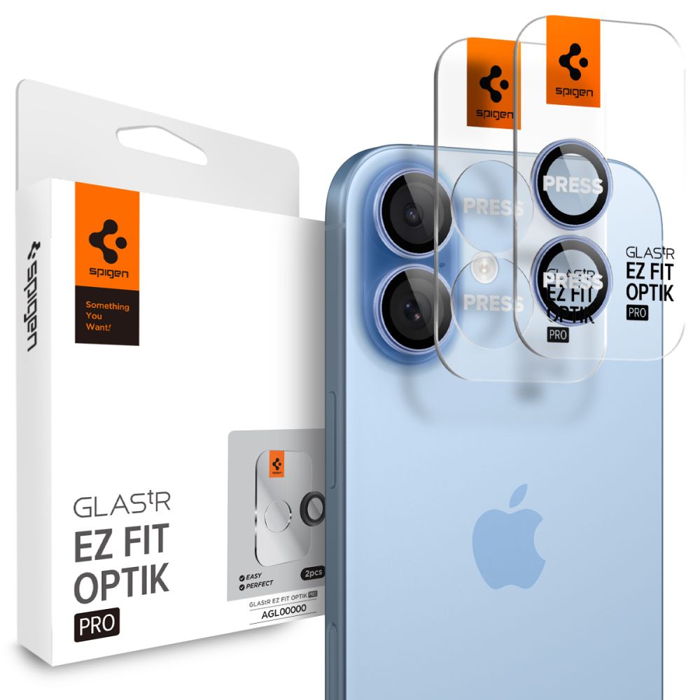 Kamera Beskyttelse Spigen Optik Pro Glas.Tr ”Ez Fit” Camera Protector 2 Pack Iphone 16 / 16 Plus / 17 Blå