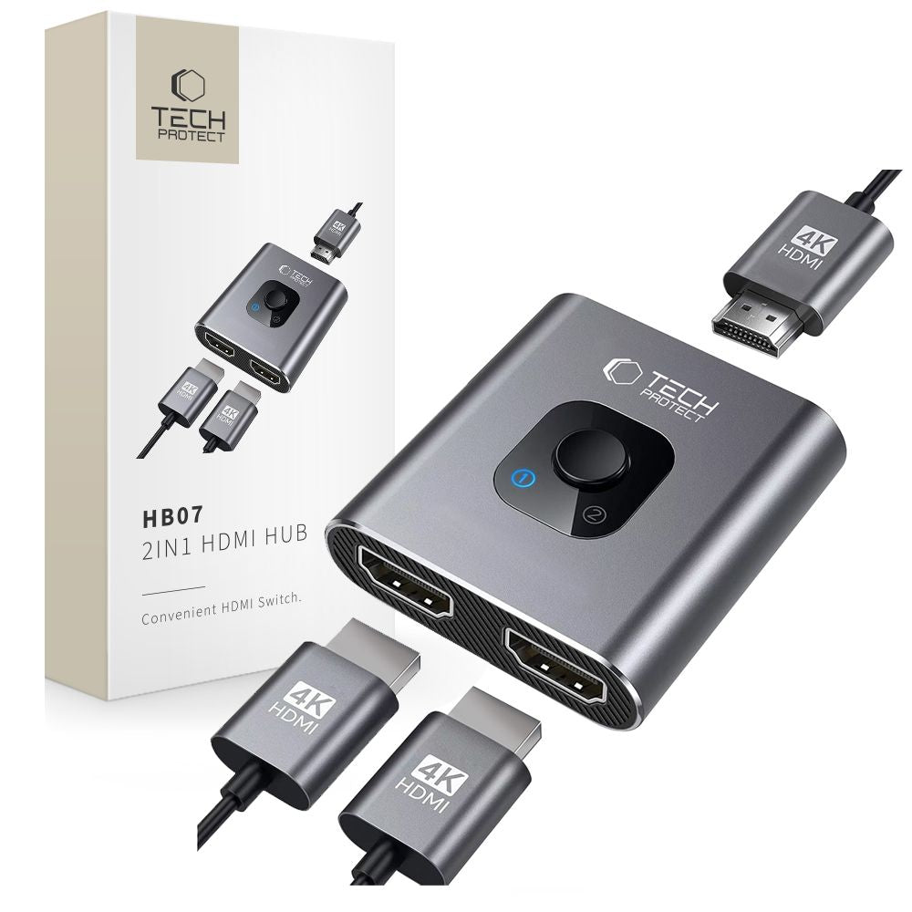 Tech Protect Hb07 Hub Adapter 2 I 1 Hdmi 4 K 60 Hz Spacegrå