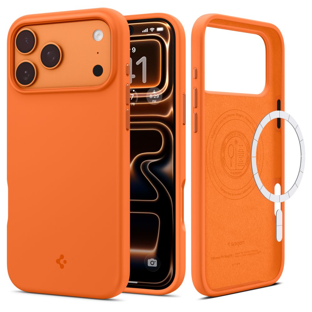 Spigen Silicone Fit Mag Magsafe Iphone 17 Pro Max Cosmic Orange