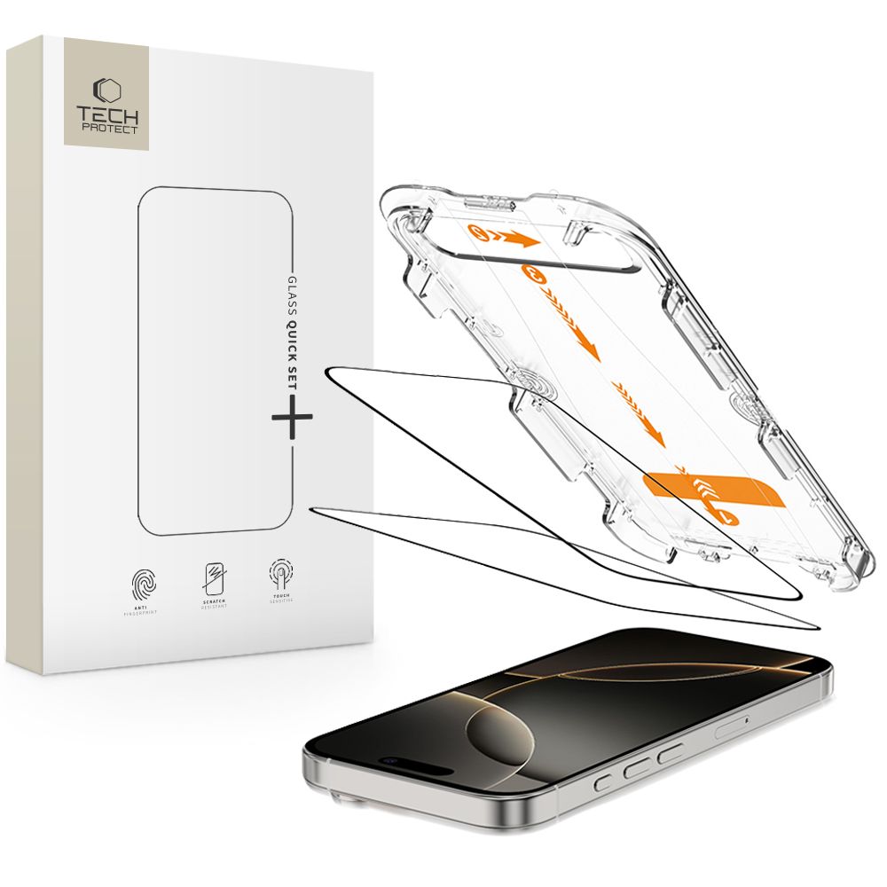 Hærdet Glas Tech Protect Quick Set+ 2 Pack Iphone 16 Pro Black