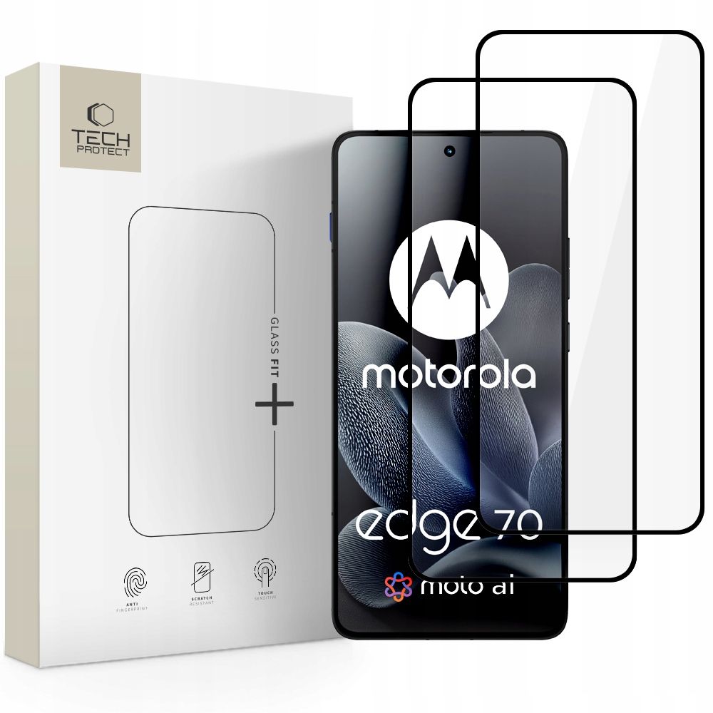 Hærdet Glas Tech Protect Glass Fit+ 2 Pack Motorola Edge 70 5 G Sort