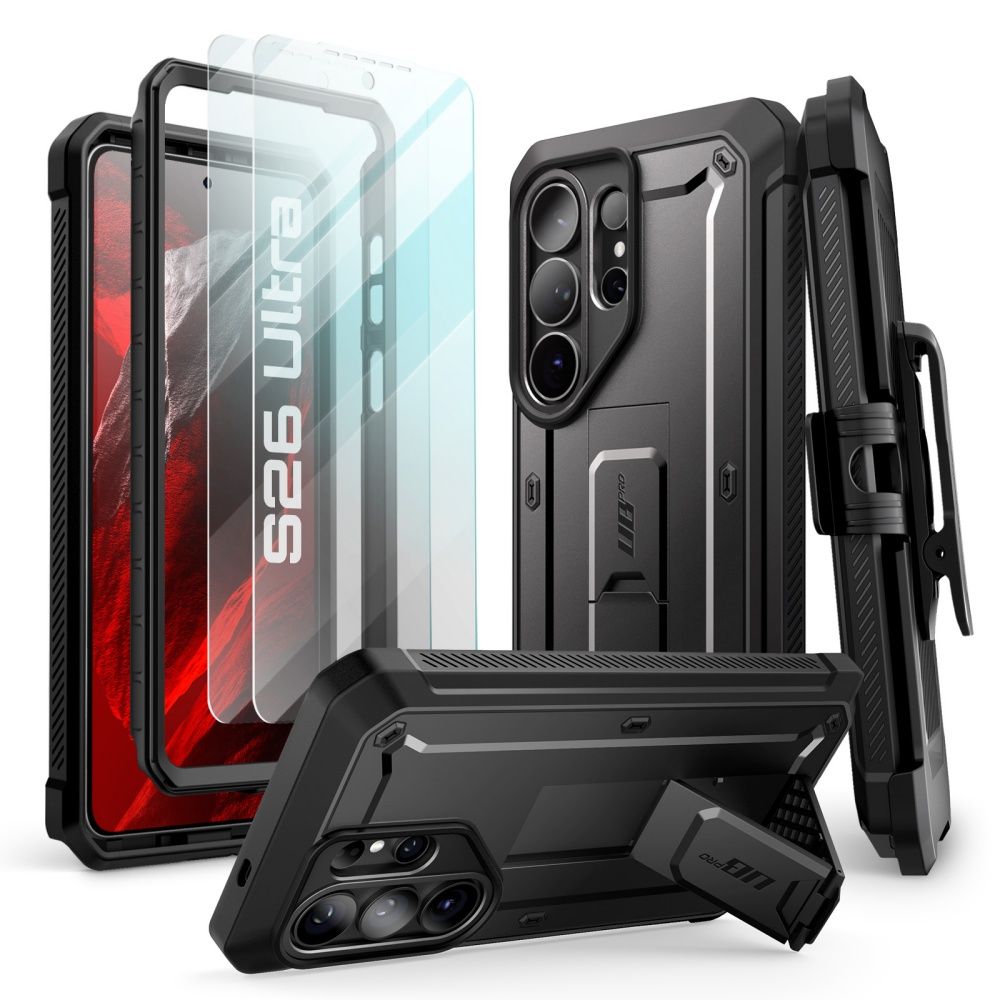 Supcase Unicorn Beetle Pro & Hærdet Glas 2 Pak Galaxy S26 Ultra Sort