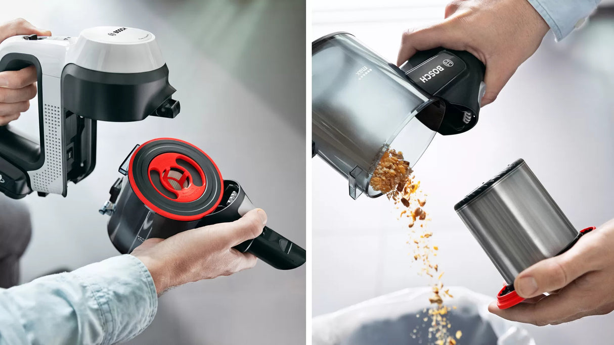 Bosch BBS711W stav støvsuger & elektrisk kost 2-i-1 stangstøvsuger Batteri Dry Hygiejnefilter Poseløs 0,3 L Hvid