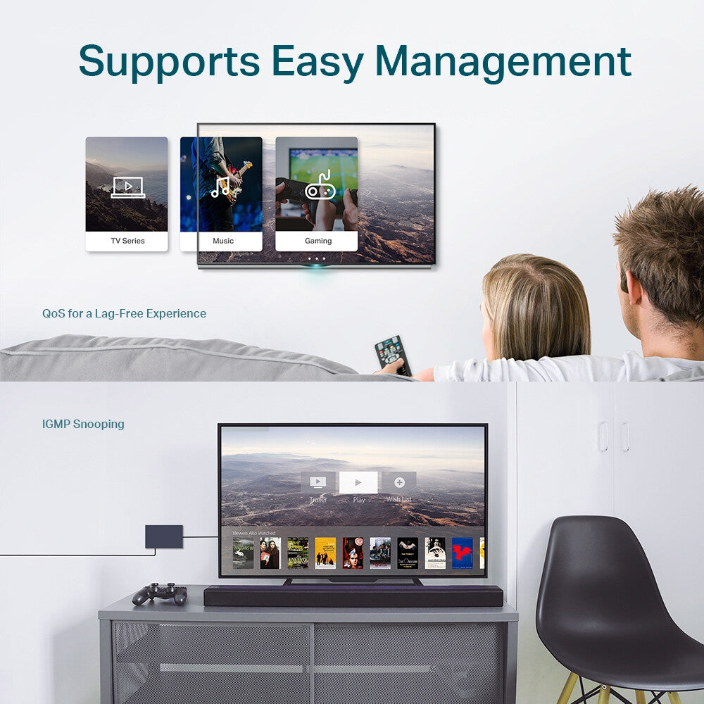 TP-Link TL-SG105E netværksswitch Administreret L2 Gigabit Ethernet (10/100/1000) Sort