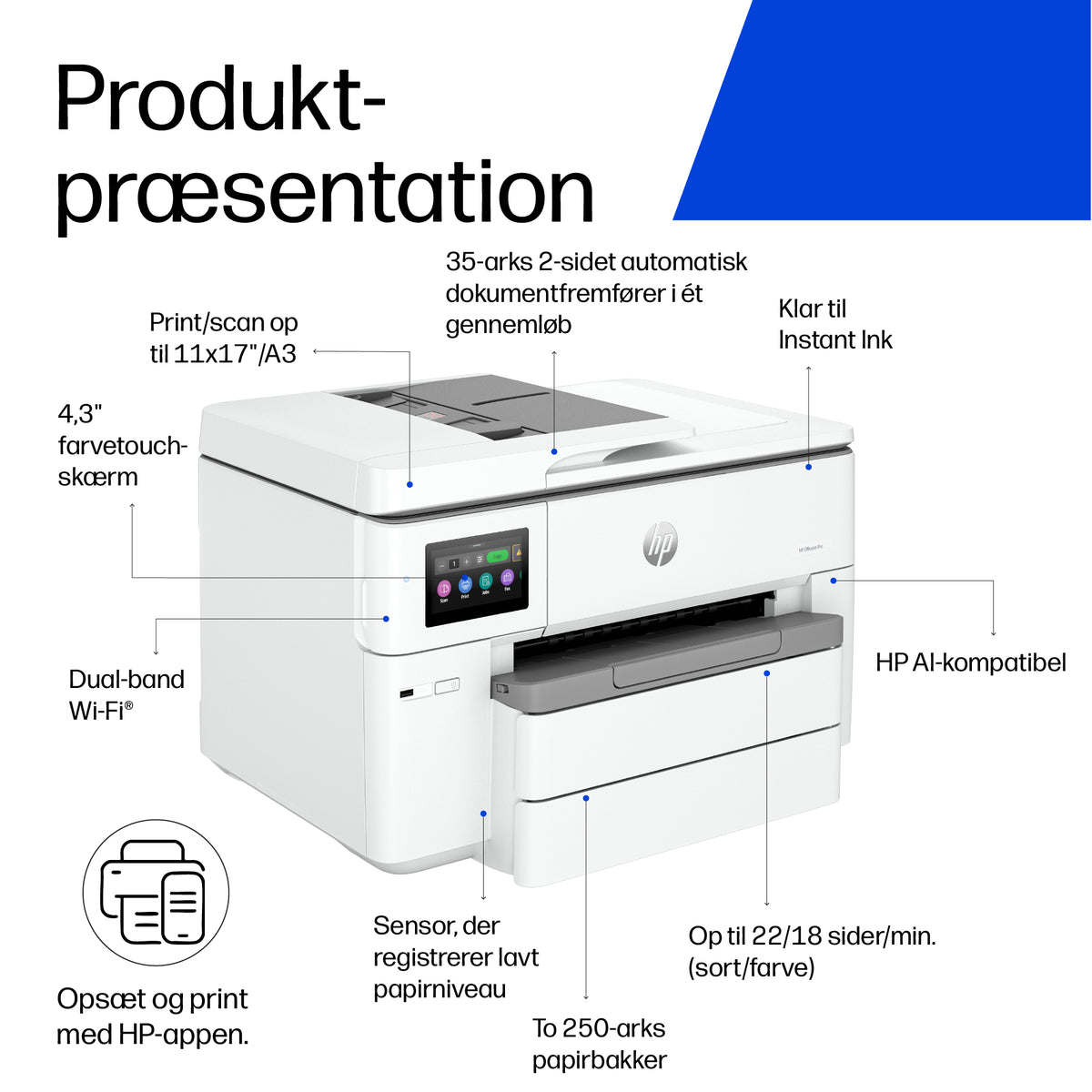 HP Officejet Pro 9730e Wide Format All-in-One Blækprinter