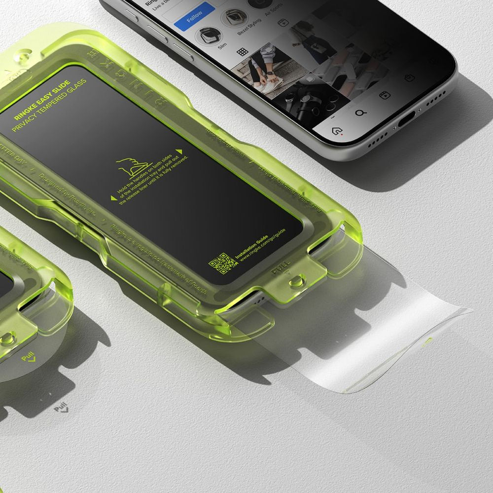 Ringke Easy Slide 2-pack Privacy Glass til iPhone 17 Pro - sort