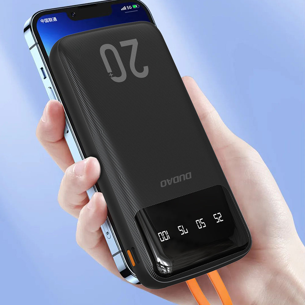 Dudao capacious powerbank with 3 built-in cables 20000mAh USB Type C + micro USB + Lightning black (Dudao K6Pro +)