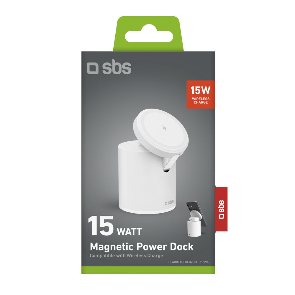 SBS 2-in-1 Wireless Magnetic Charging Station - White