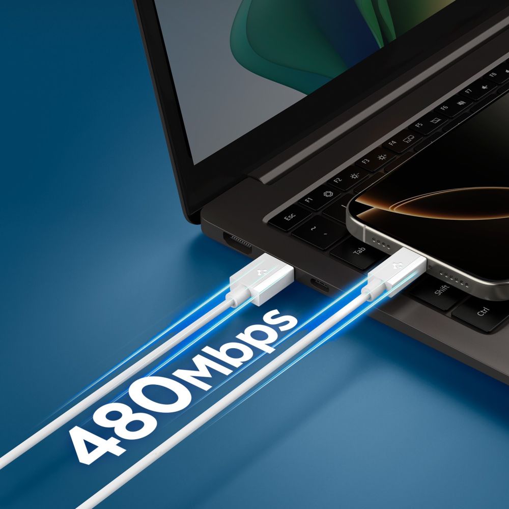 Spigen EB6010AC USB-A / USB-C 60W Cable 100 cm - White