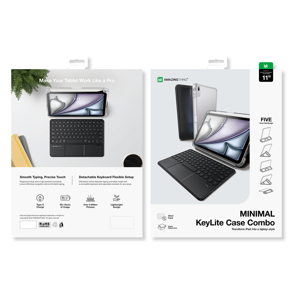 AmazingThing Minimal Case Keylite Combo Keyboard Case til iPad Air M3 13" - sort