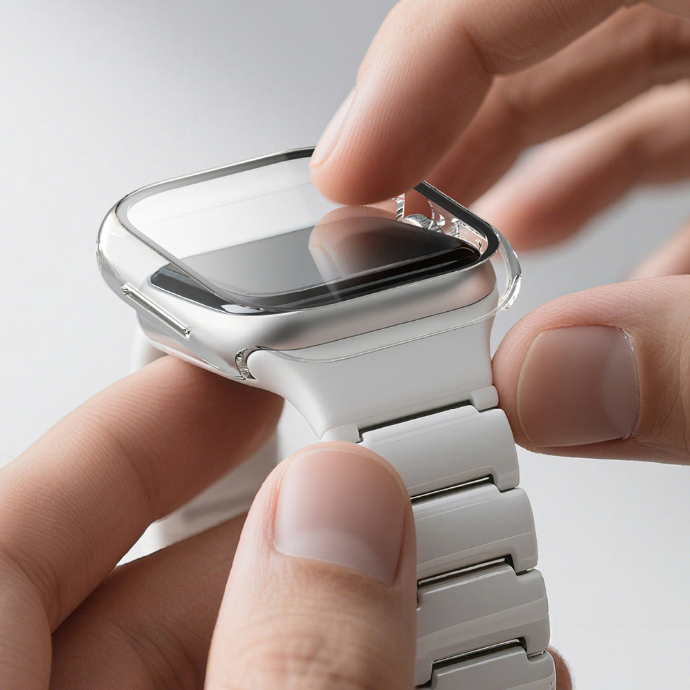 AmazingThing Radix Glass skærmbeskytter med etui til Apple Watch Series 11 46mm - Clear