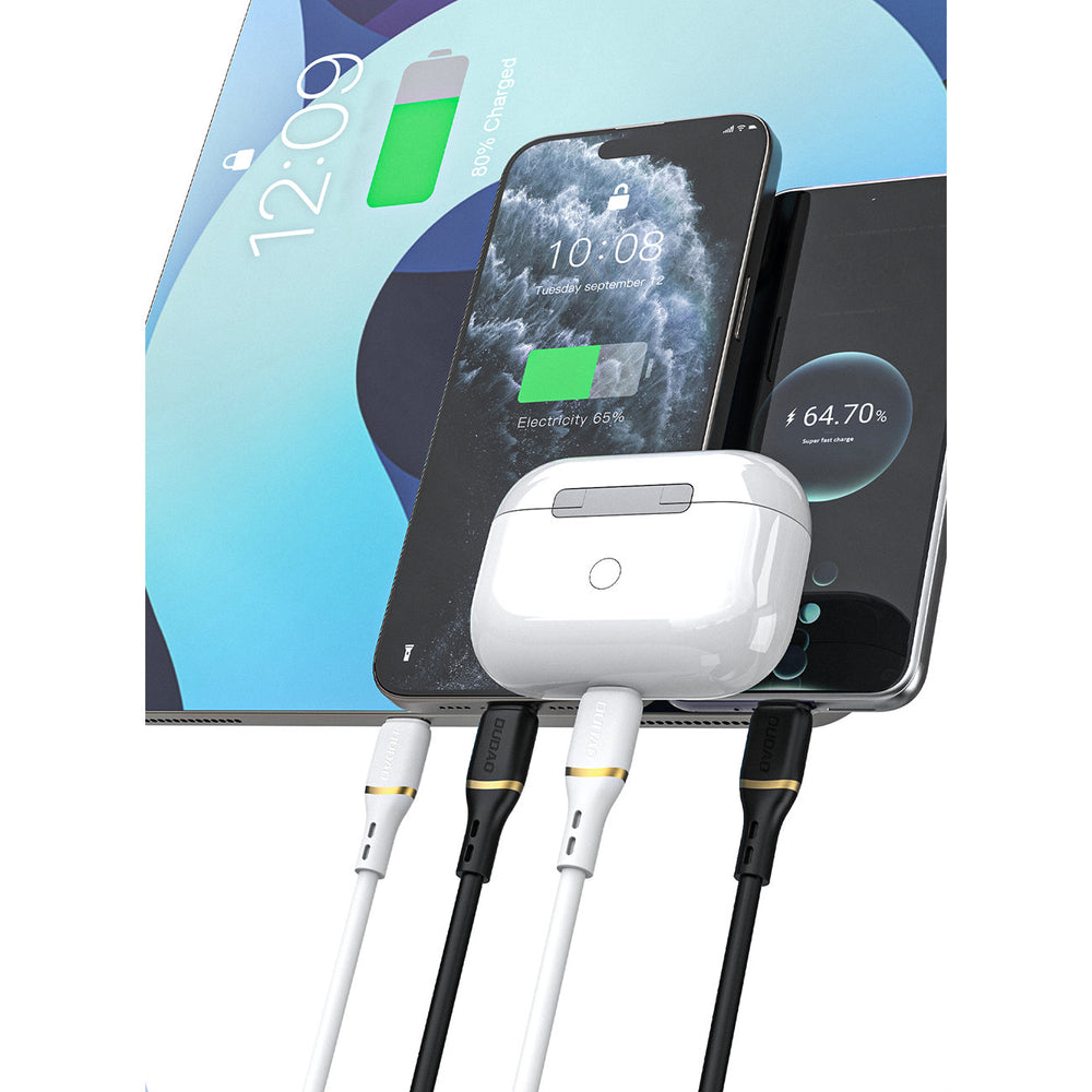 Dudao L25C USB-C - USB-C silikonkabel 60W 1m - hvid