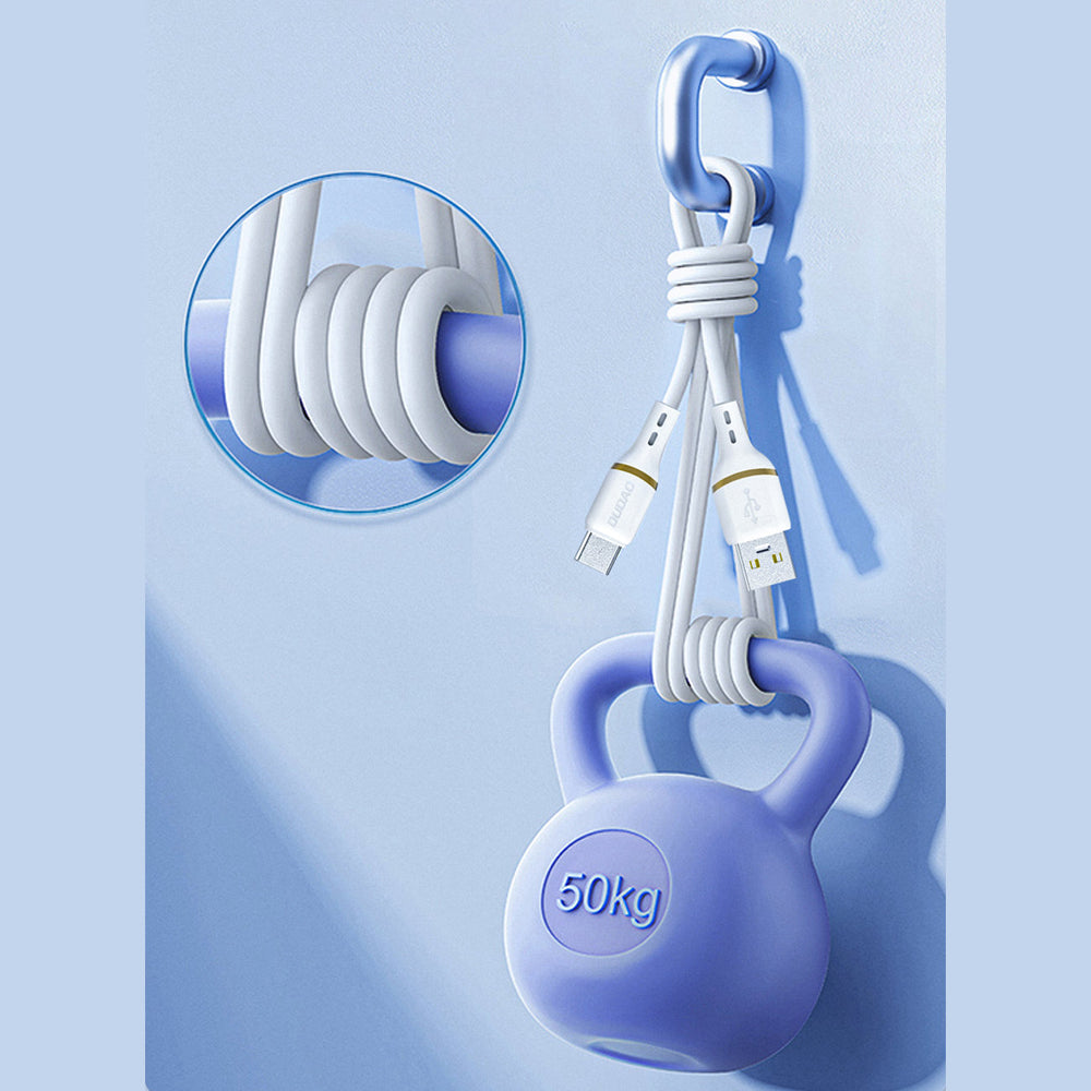 Dudao L25T USB-A-USB-C-silikonkabel 5A 1m - hvid