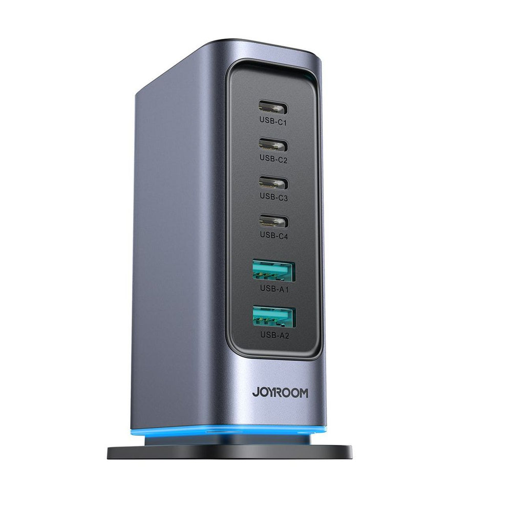 Joyroom JR-TCM02 GaN 65W oplader opladningsstation 4xUSB-C 2xUSB-A UK plug - grå
