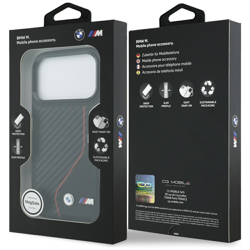 BMW M Carbon Line & Logo MagSafe Case til iPhone 17 Pro - Rød