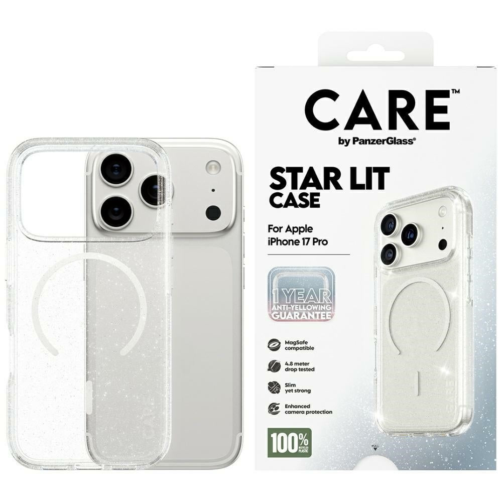 CARE af PanzerGlass Flagship Urban Explorer Case w. White MagSafe til iPhone 17 Pro - Clear Glitter