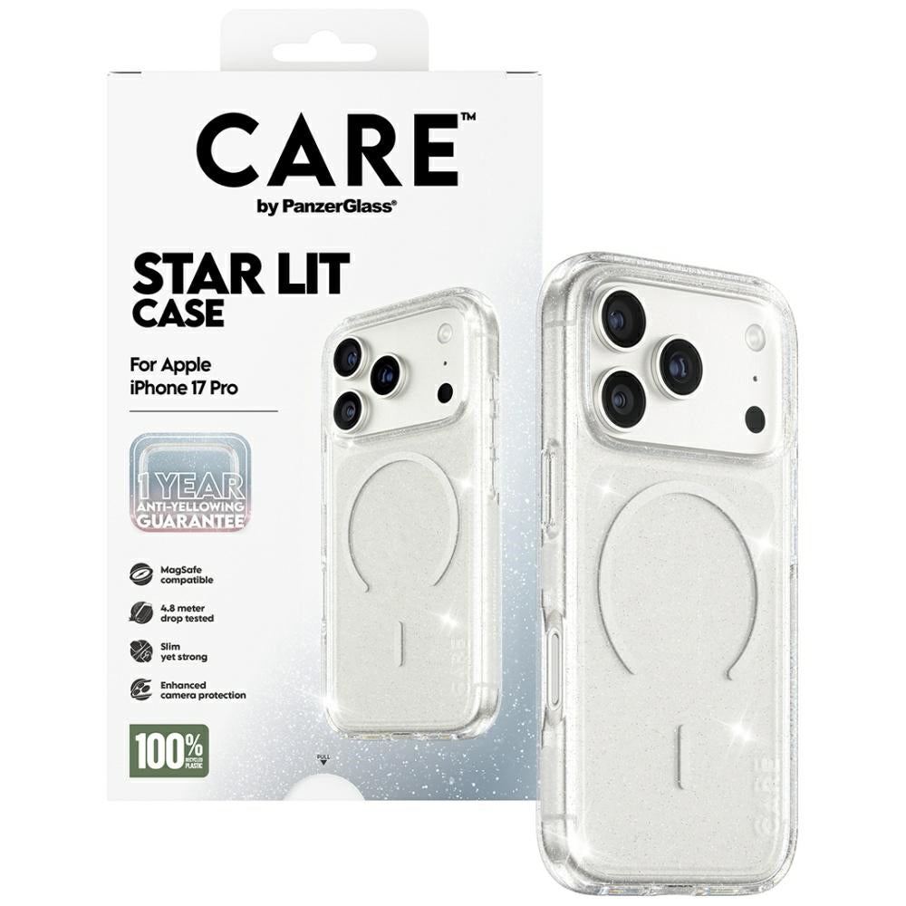 CARE af PanzerGlass Flagship Urban Explorer Case w. White MagSafe til iPhone 17 Pro - Clear Glitter