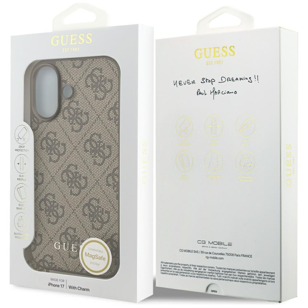 Guess 4G Charms Collection MagSafe case for iPhone 17 - brown