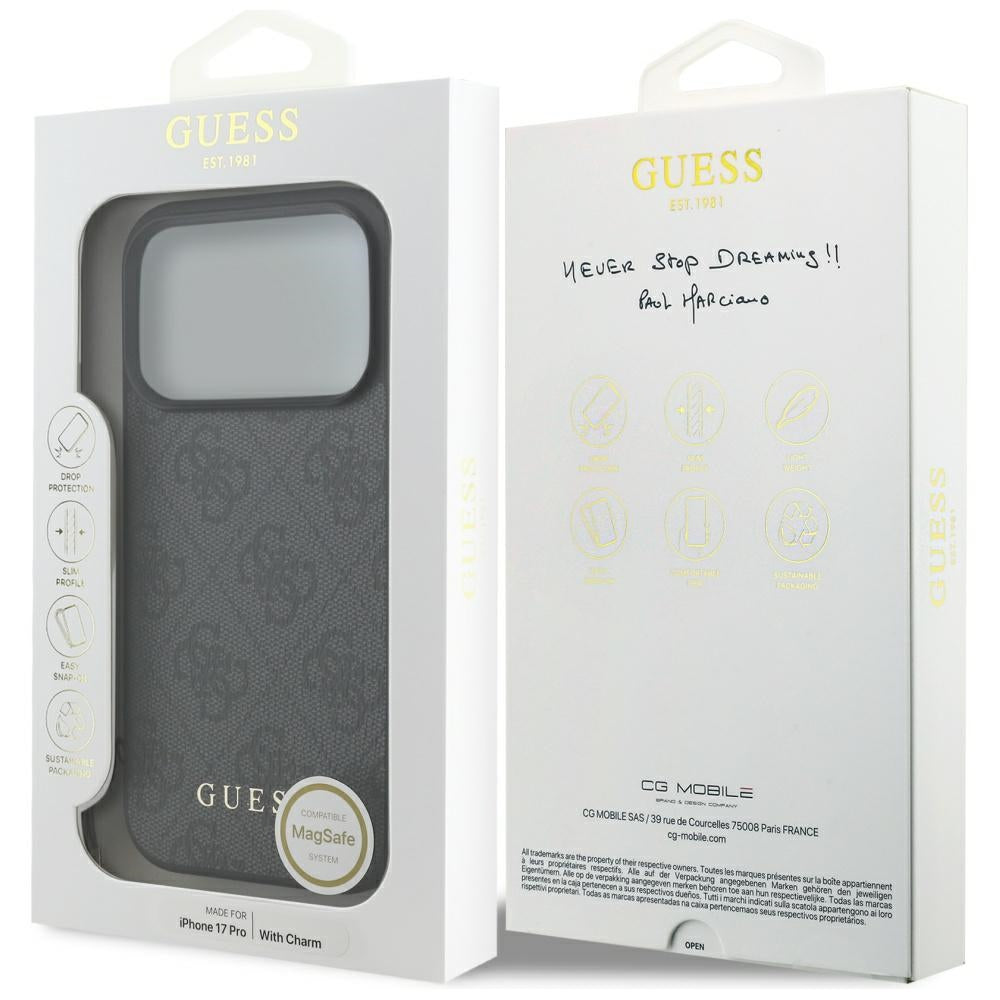 Guess 4G Charms Collection MagSafe-hylster til iPhone 17 Pro - sort