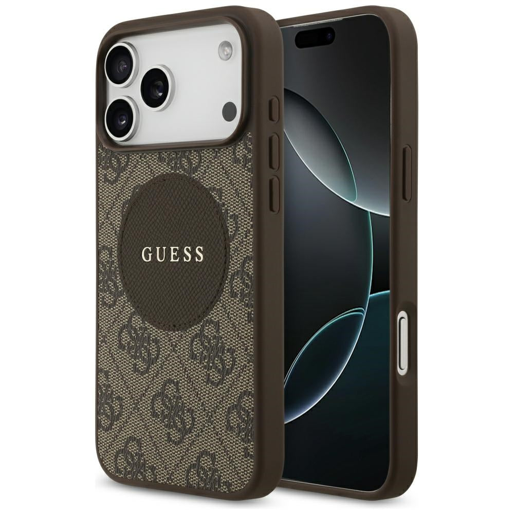 Guess 4G Circle Classic Logo MagSafe case for iPhone 17 Pro Max - brown