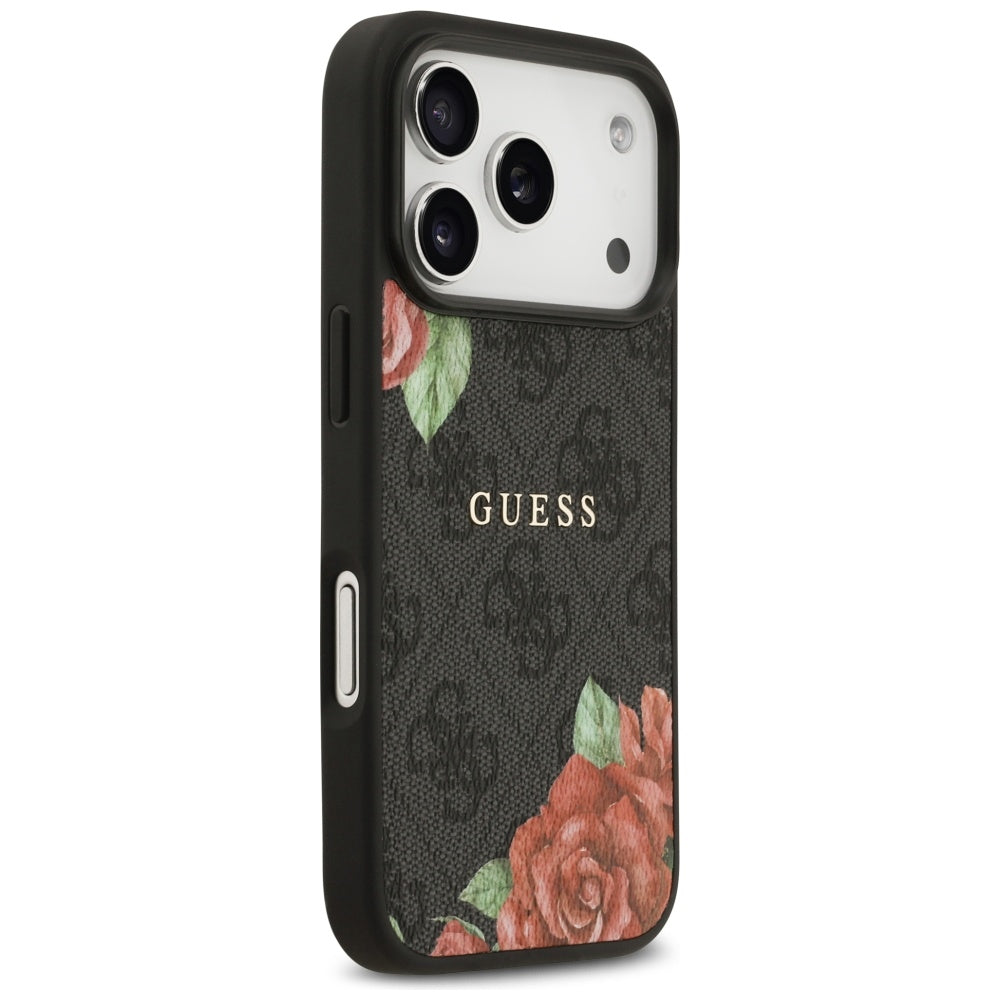 Guess 4G Flowers Print MagSafe-hylster til iPhone 17 Pro Max - sort