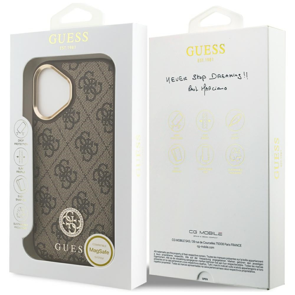 Guess 4G Strass Logo MagSafe-hylster til iPhone 17 - brun