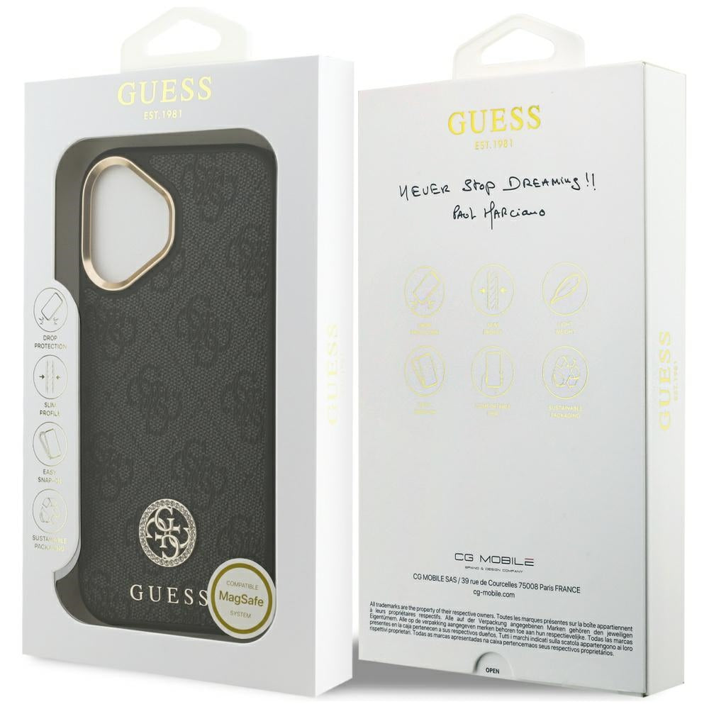 Guess 4G Strass Logo MagSafe-hylster til iPhone 17 - sort