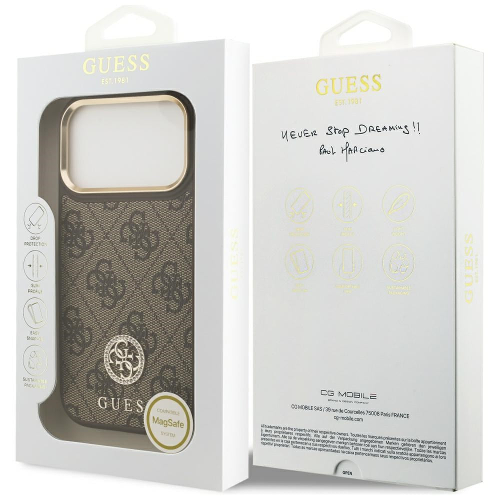 Guess 4G Strass Logo MagSafe-hylster til iPhone 17 Pro - brun