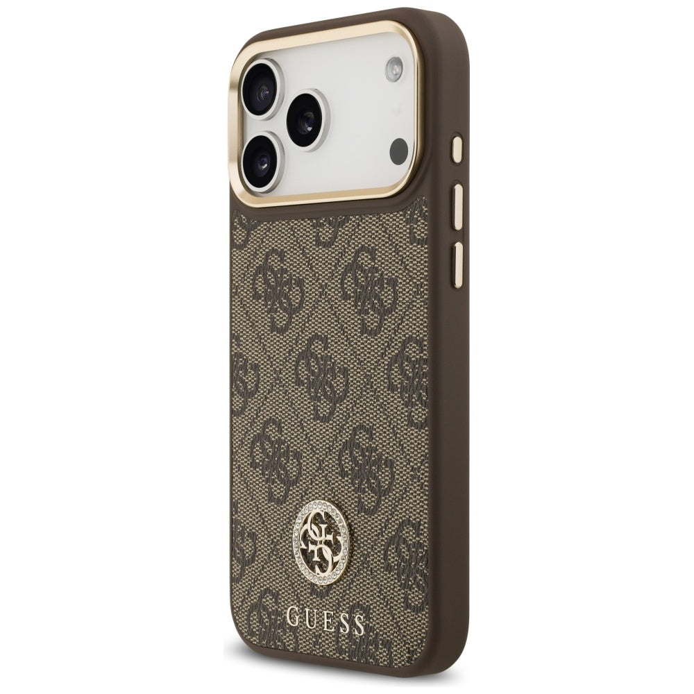 Guess 4G Strass Logo MagSafe Case til iPhone 17 Pro Max - Brunt