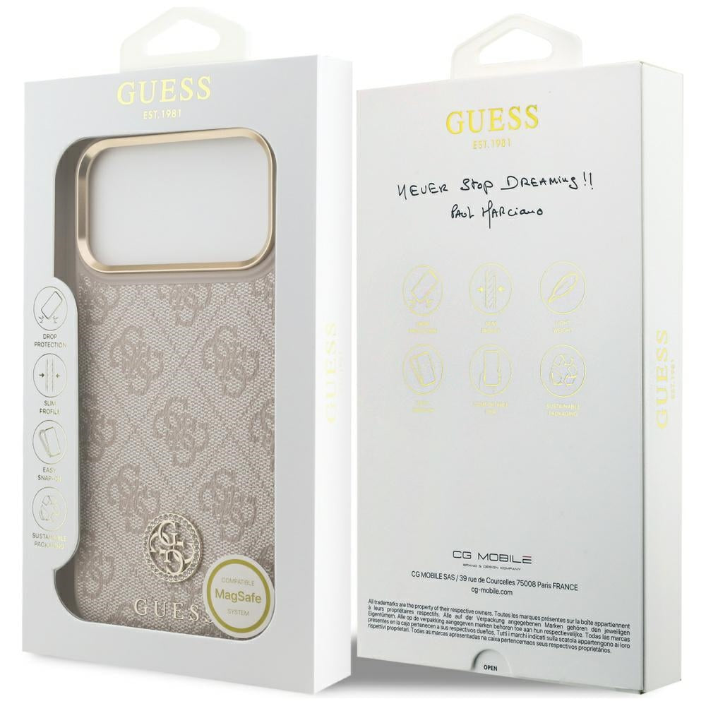 Guess 4G Strass Logo MagSafe Case til iPhone 17 Pro Max - Pink