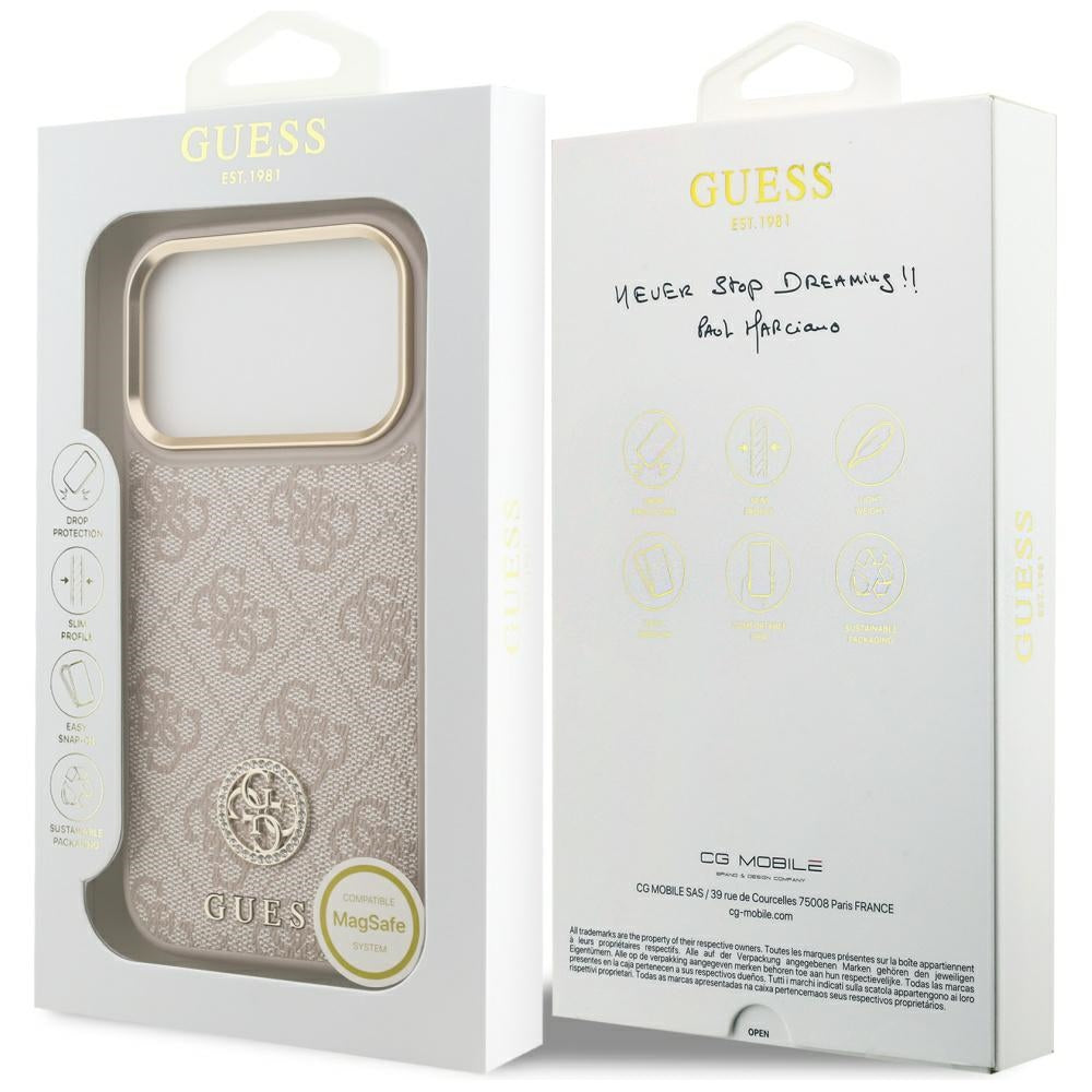 Guess 4G Strass Logo MagSafe Case til iPhone 17 Pro - Pink