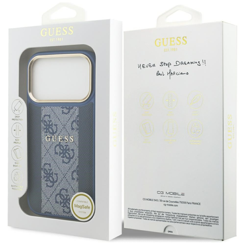 Guess 4G Stripe MagSafe Case til iPhone 17 Pro - Blå