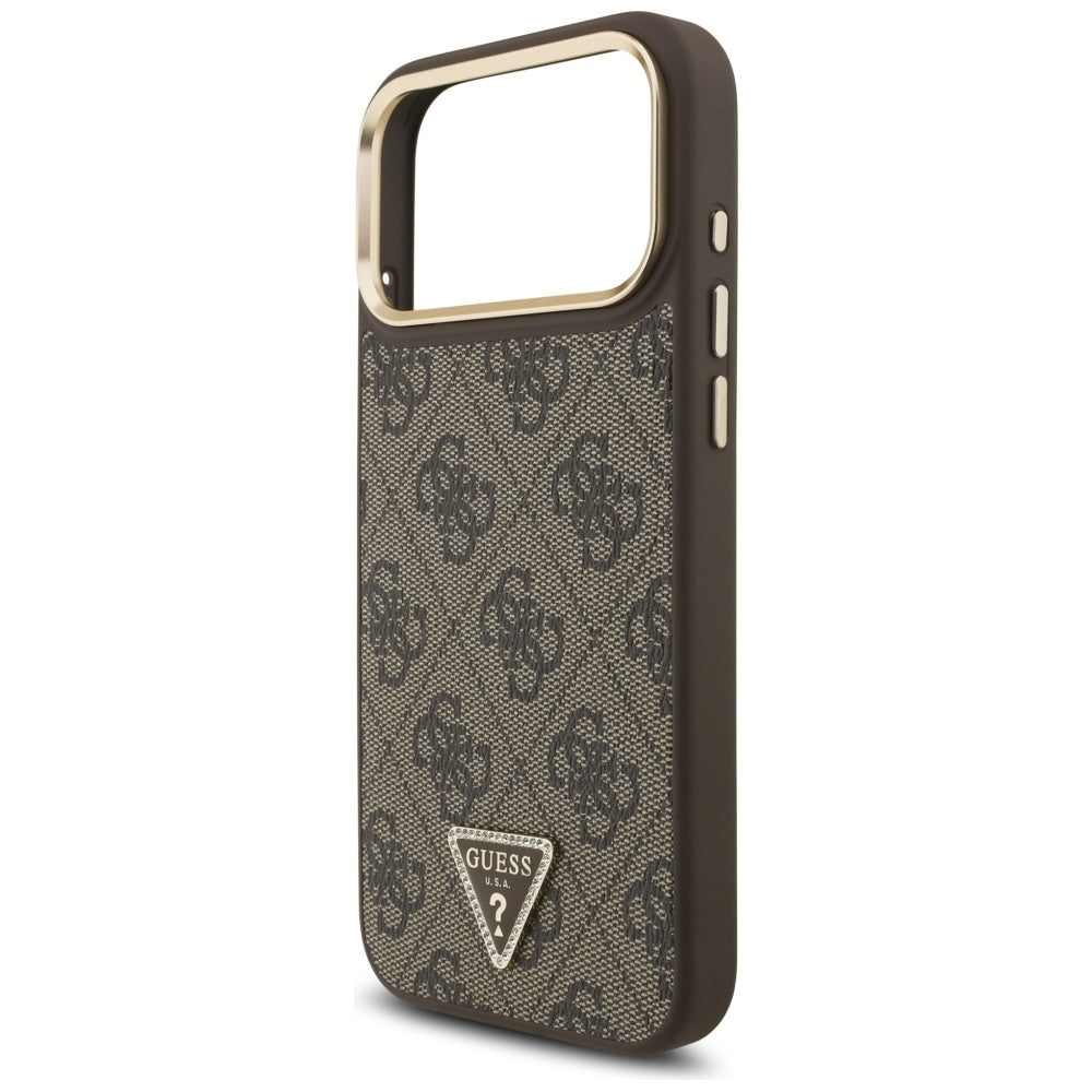 Guess 4G Triangle Logo MagSafe Case til iPhone 17 Pro Max - Brunt & Guld