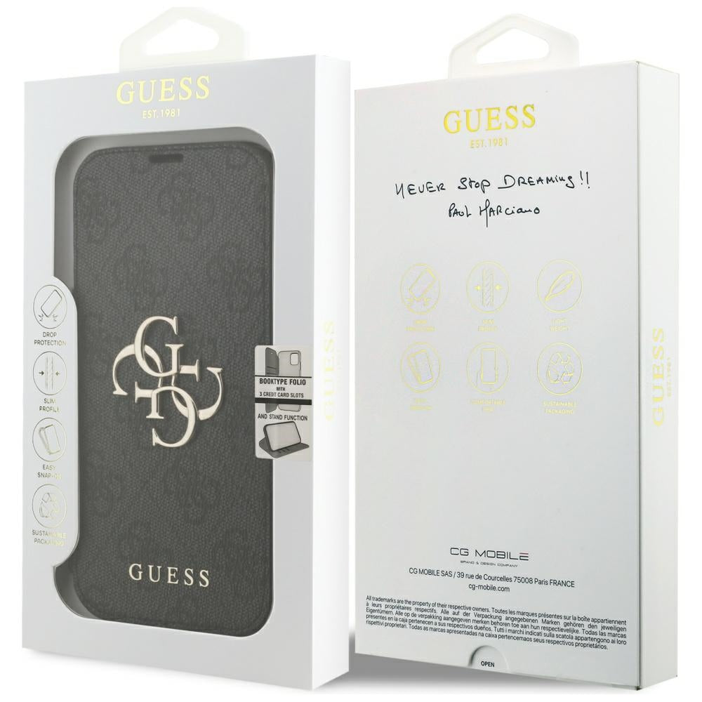 Guess Book 4G Metal Logo Case til iPhone 17 Pro - sort