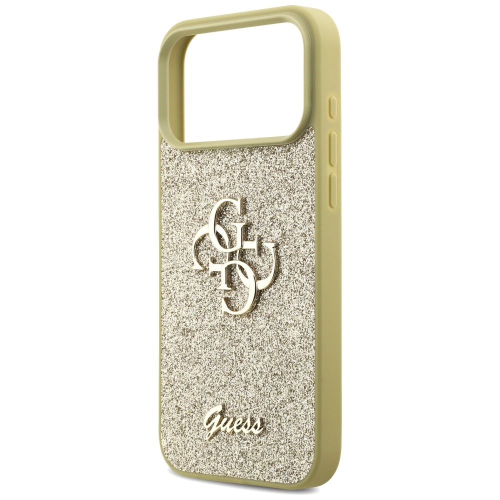 Guess Fixed Glitter Big 4G-hylster til iPhone 17 Pro Max - guld