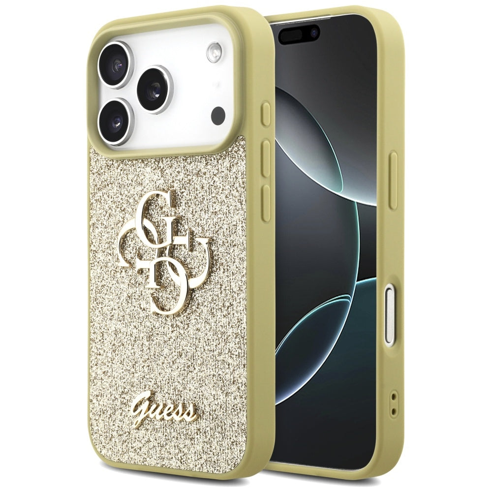Guess Fixed Glitter Big 4G-hylster til iPhone 17 Pro - guld
