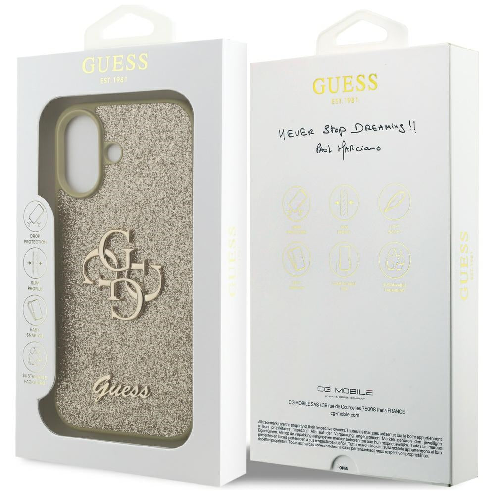 Guess Fixed Glitter Big 4G case til iPhone 17 - guld
